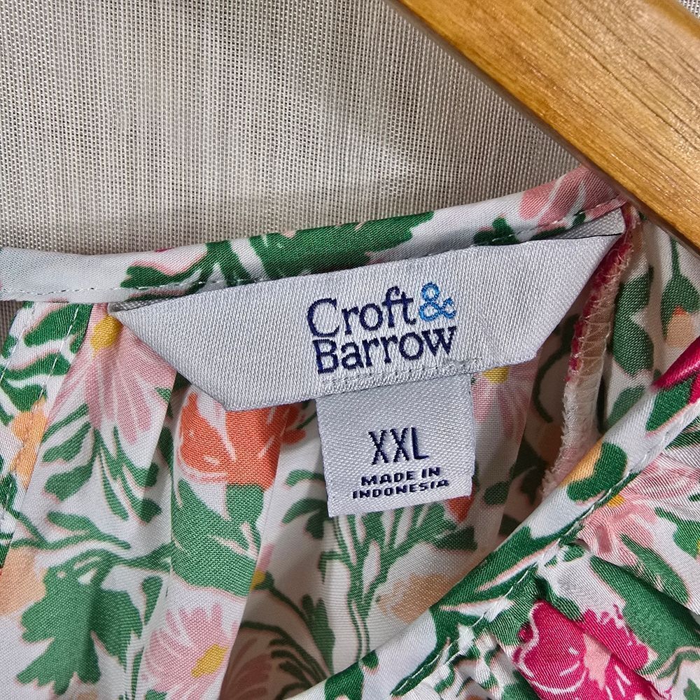 Women's Croft & Barrow White And Pink Piped Raglan Blouse - Picture 10 of 15